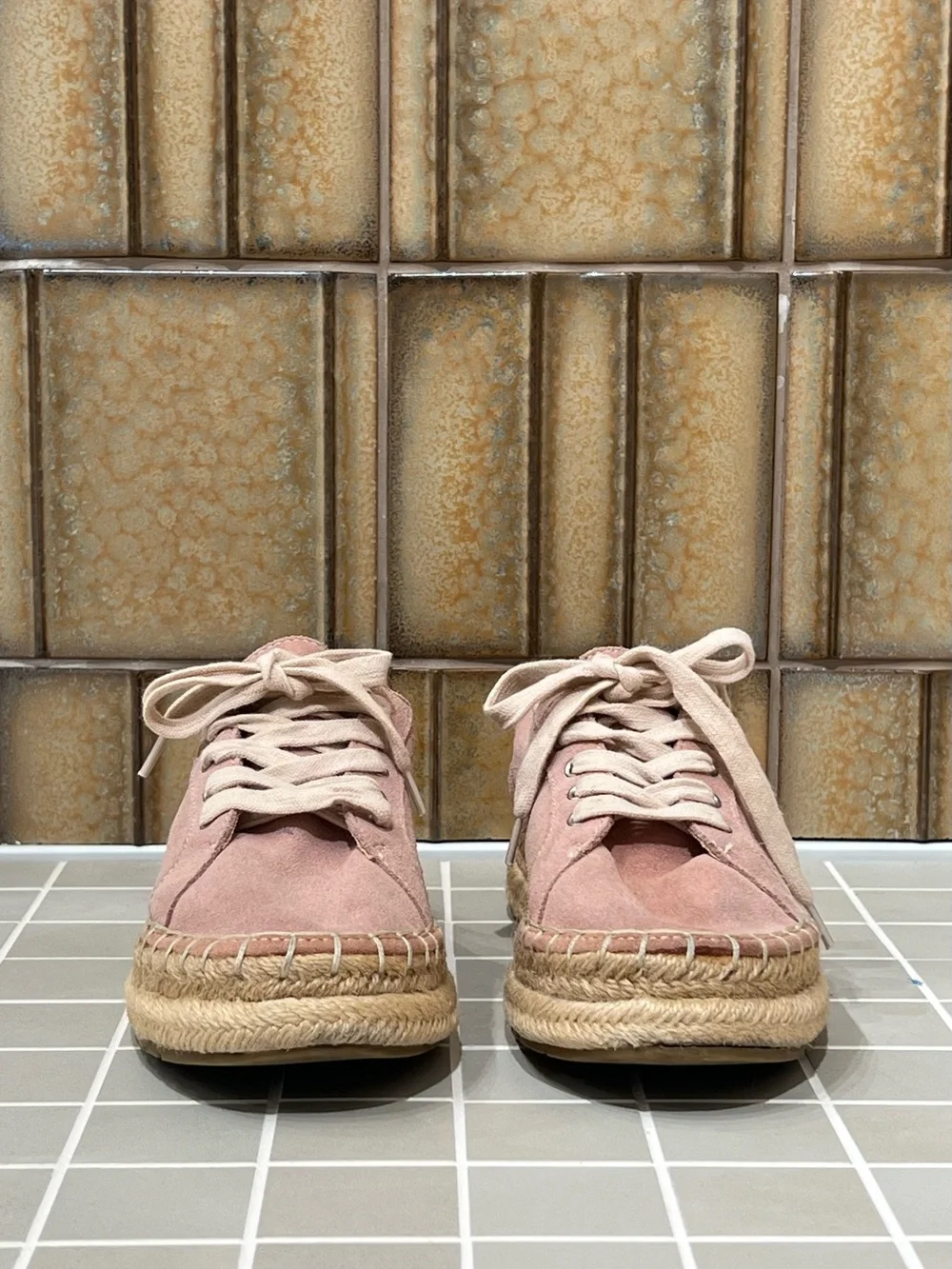 Zara - Trafaluc Blush Suede Lace-Up Espadrille Sneakers - 6.5